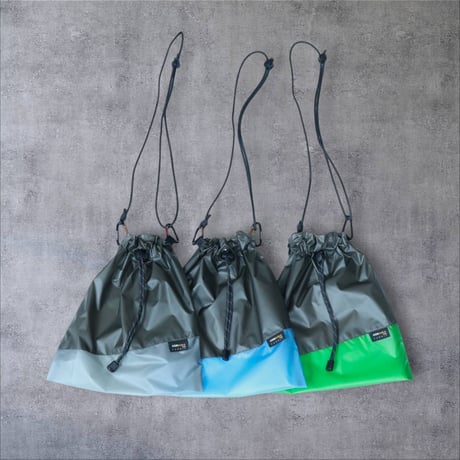 CORKSCREW×HATCHET "CORDURA®rip "mini" DRAWSTRING SACOCHE" Dark gray✕Blue