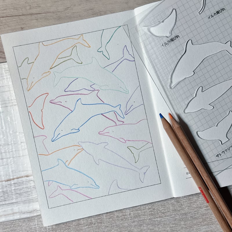 漫画水族館ノート・ステンシルテンプレート | クジラの雑貨屋さん