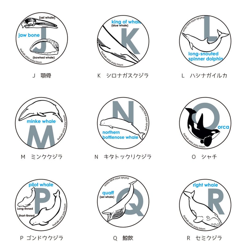 アルファベット缶バッジ J～R | クジラの雑貨屋さん