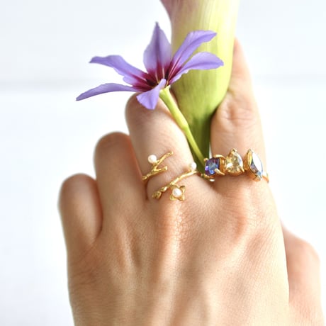 branch pearl ring 18kgp  #Free size