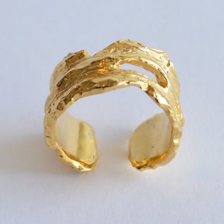 Drift wood ring & cuff 18kgp SV925  #Free size