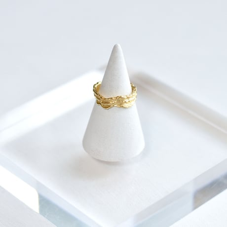 Drift wood ring & cuff narrow 18kgp  SV925  #Free size