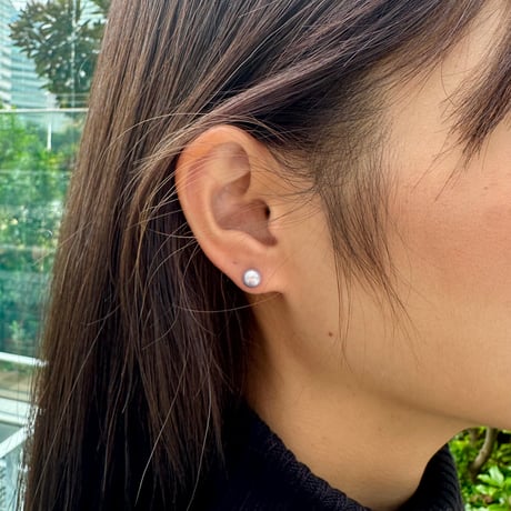 miniサイズ 淡水パール一粒  チタンピアス