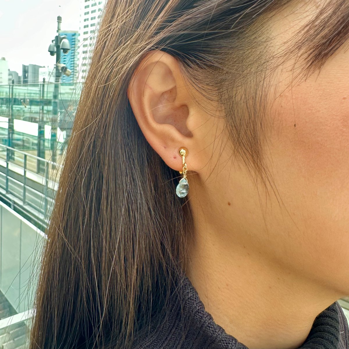 アクアマリン一粒 k10ピアスorニッケルフリーイヤリング | HusuÅnŁa