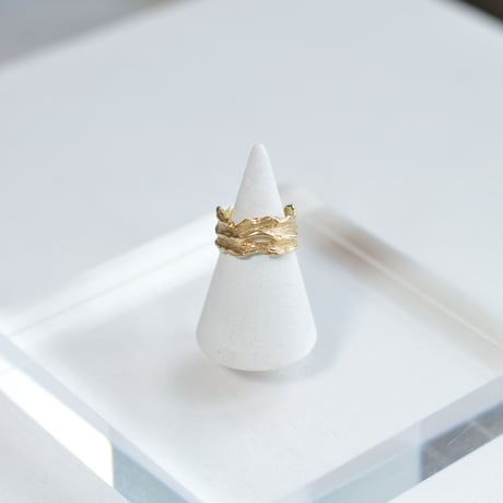 Drift wood ring & cuff 18kgp SV925  #Free size