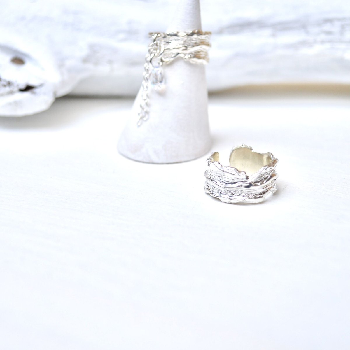 Drift wood ring cuff ロジウムコーティングSV925 #Free s...