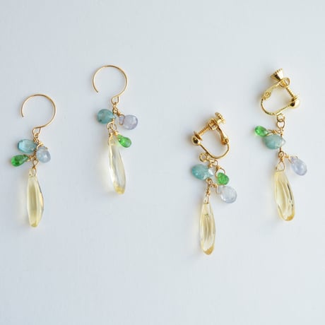 天然石四粒 14kgfピアスorニッケルフリーイヤリング | HusuÅnŁa