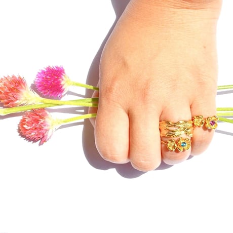 Drift wood ring & cuff 18kgp SV925  #Free size