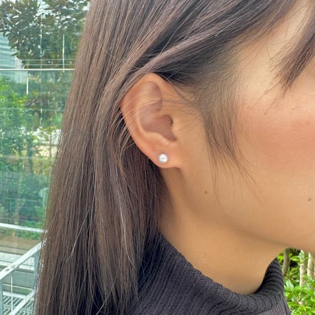 miniサイズ 淡水パール一粒  チタンピアス