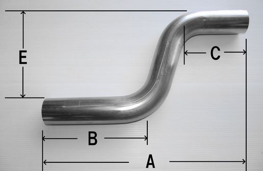 曲げパイプ S字オフセット 75° 60.5 304ステンレス ワンオフ マフラー