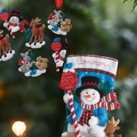 「Santa  Stop  Here」  Stocking&Ornament Set