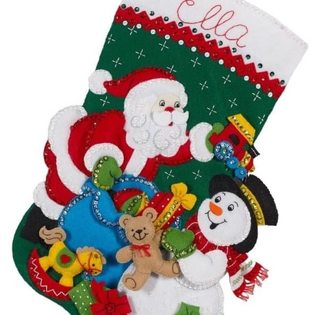 Bucilla「Santa and Snowman」クリスマスフェルトストキングキット