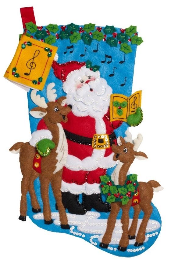 Bucilla「Carolling Santa」クリスマスフェルトストッキングキット