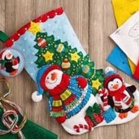 「TRIMMING THE TREE」Bucilla ブシラ クリスマス ハンドメイド フェルト くつ下 ソックス  ストッキング キット