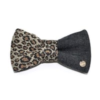 Patriqo Leopard × Denim Bowtie レオパード柄×デニム蝶ネクタイ (ブローチ)