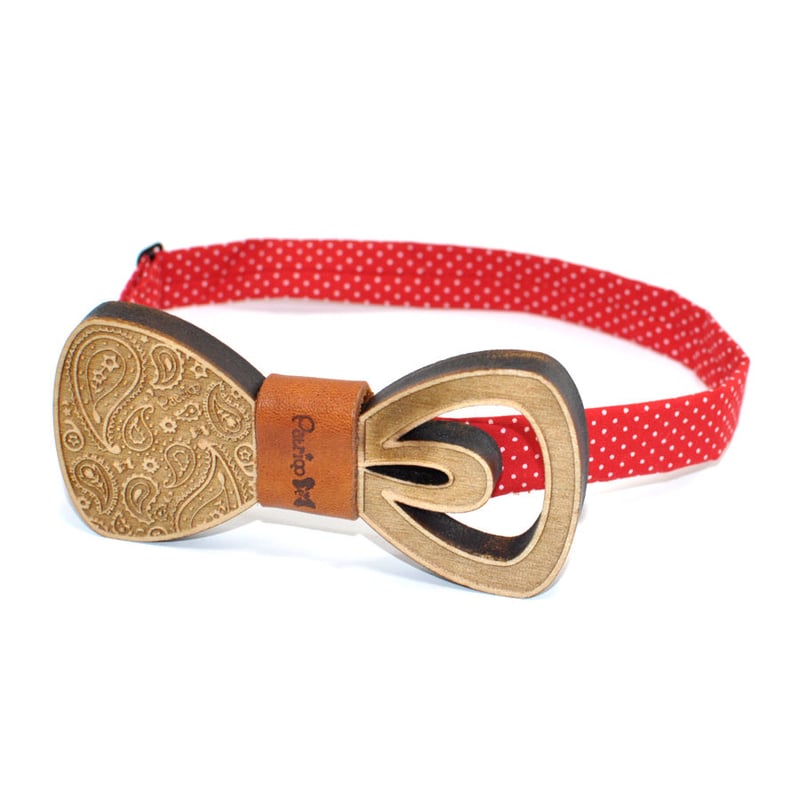 Patriqo Wood Paisley Bowtie 03 ペイズリー柄 木製蝶ネクタイ（ブ