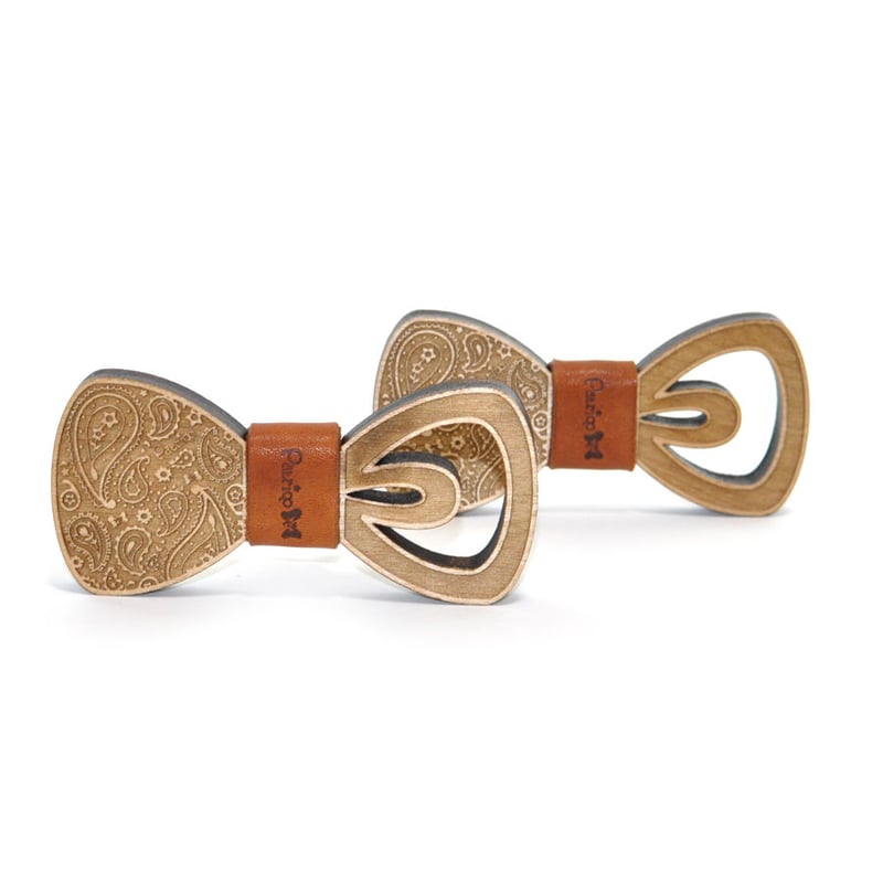 Patriqo Wood Paisley Bowtie 03 ペイズリー柄 木製蝶ネクタイ（ブ