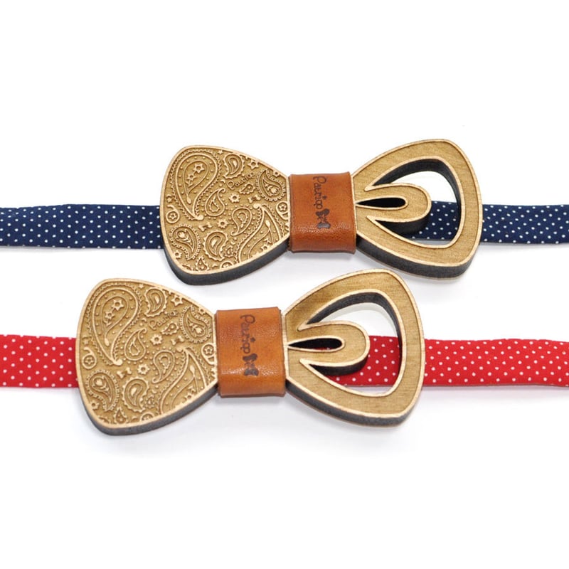 Patriqo Wood Paisley Bowtie 03 ペイズリー柄 木製蝶ネクタイ（ブ