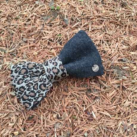 Patriqo Leopard × Denim Bowtie レオパード柄×デニム蝶ネクタイ (ブローチ)