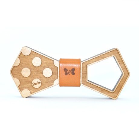 Patriqo Wood Dot Bowtie 01 ドット柄 木製蝶ネクタイ（ブローチ）