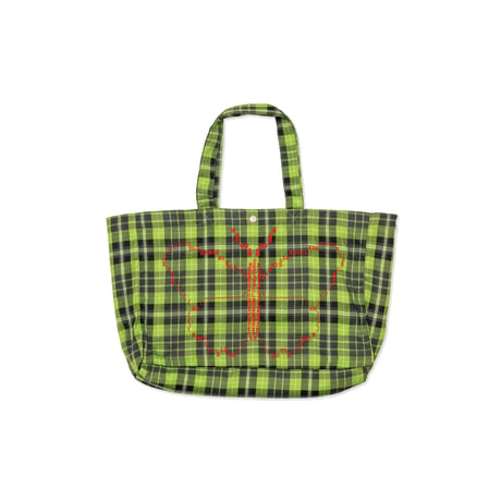 Hoddle Butterfly Code Tote - GreenｘBlue Plaid