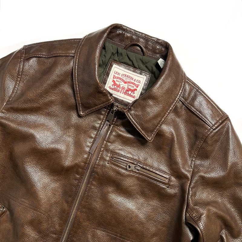US Levi's Leather Bomber Jacket - Brown | RULEZ