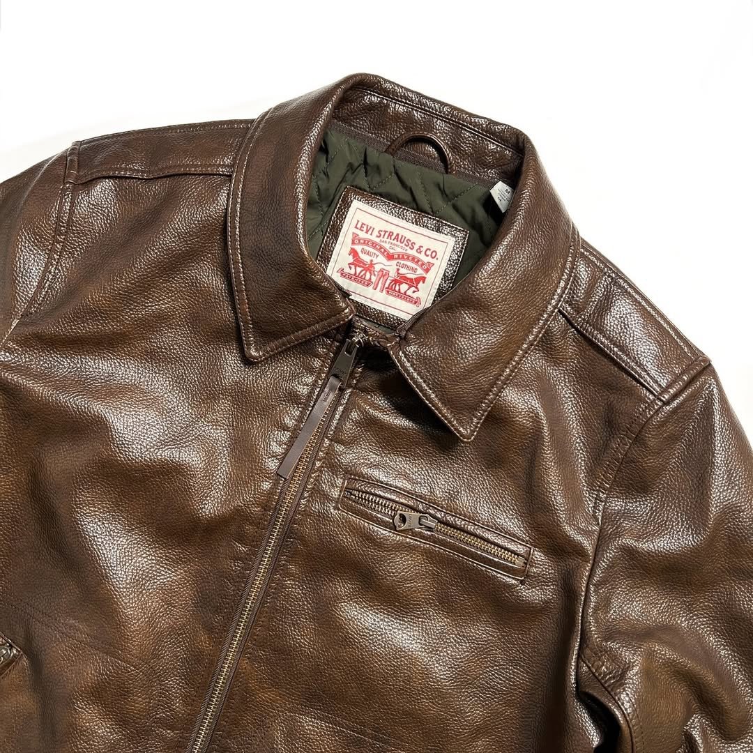 US Levi's Leather Bomber Jacket - Brown | RULEZ