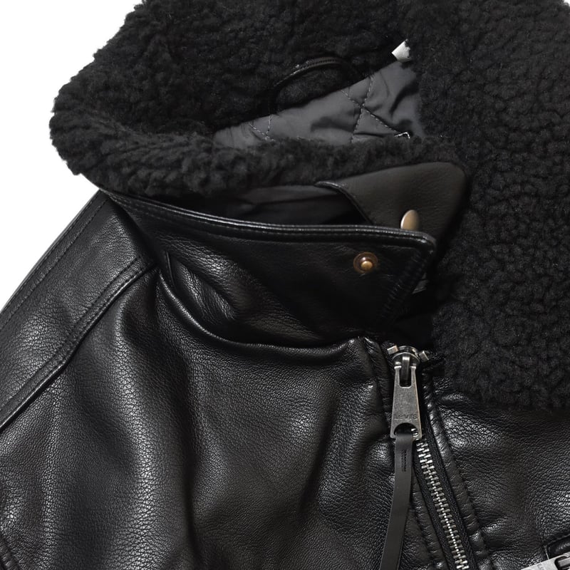 US Levi's Leather Bomber Jacket - Black | RULEZ