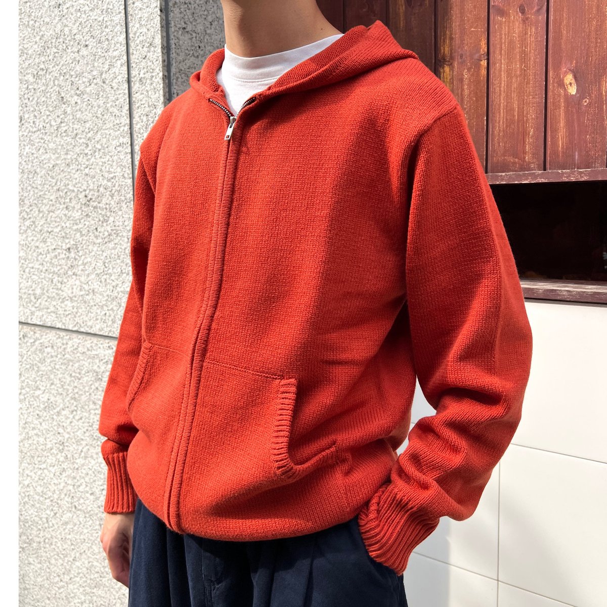 トップス Hagerstown double zip cotton knit hoodie Hagerstown Double Zip Cotton Knit Hoodie - Blue