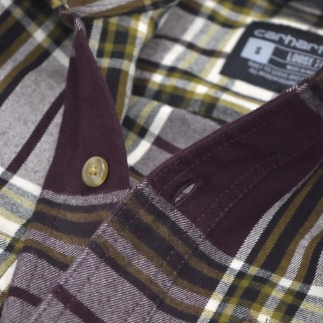 Carhartt USA Loose Fit L/S Heavyweight Flannel Plaid Shirts - Port