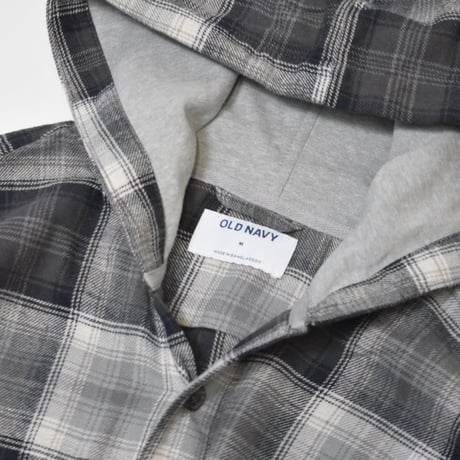Old Navy Hooded Plaid Flannel Shirts - Grey Multi