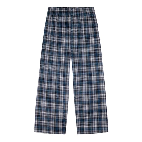 Los Angeles Apparel Cotton Flannel Lounge Pants - White/Blue/Navy Plaid