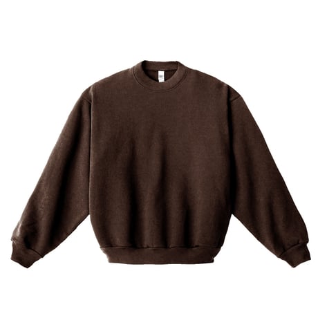 Los Angeles Apparel HF07GD 14oz Garment Dye Heavy Fleece Crewneck - Choco HF07GD