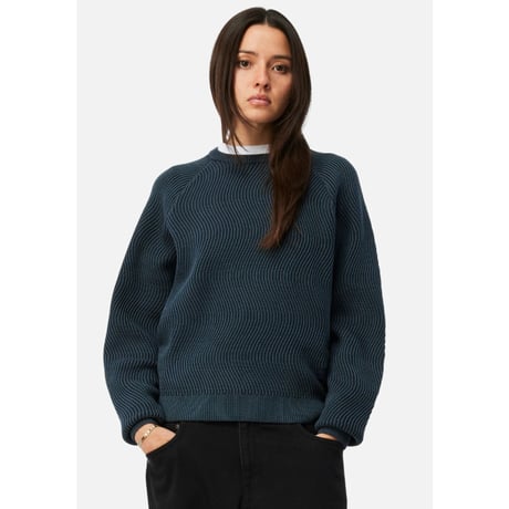 Dime Wave Knit Sweater - Navy