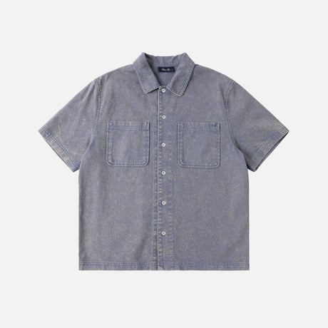 Dime Stonewash Button Up - Gray Blue