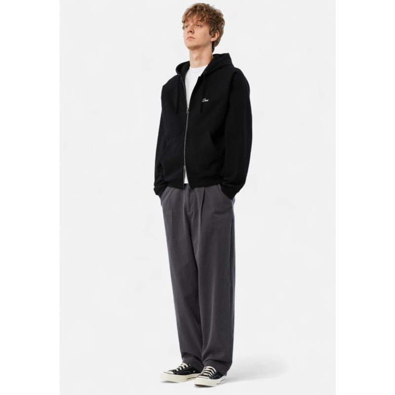 Dime Cursive Small Logo Zip Hoodie - Black | RULEZ