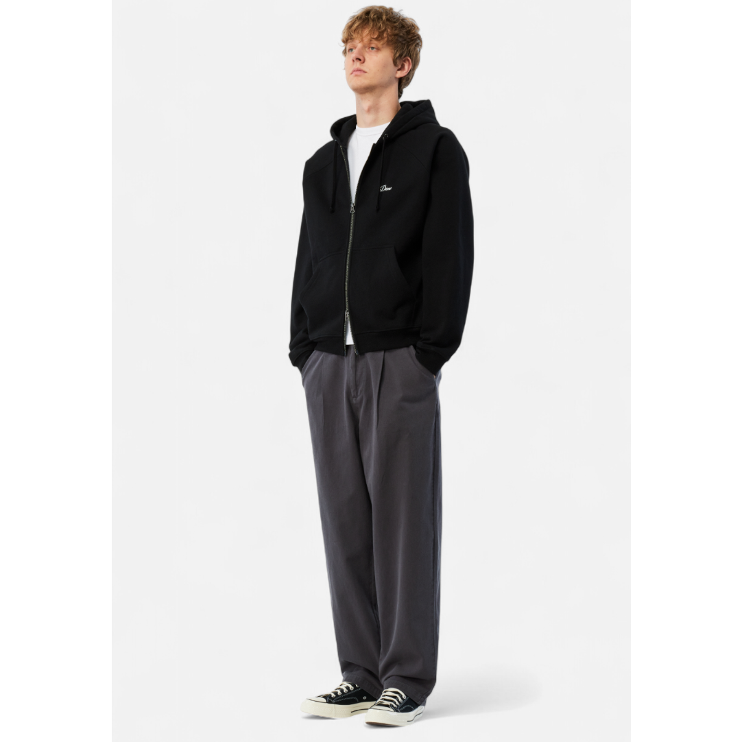 Dime Cursive Small Logo Zip Hoodie - Black | RULEZ