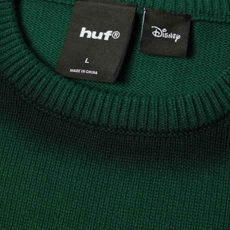 HUFｘDisney Mickey Spray Crewneck Sweater - Forest Green