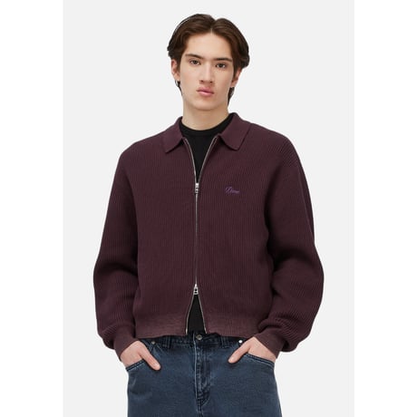 Dime Double Zip Knit - Wine
