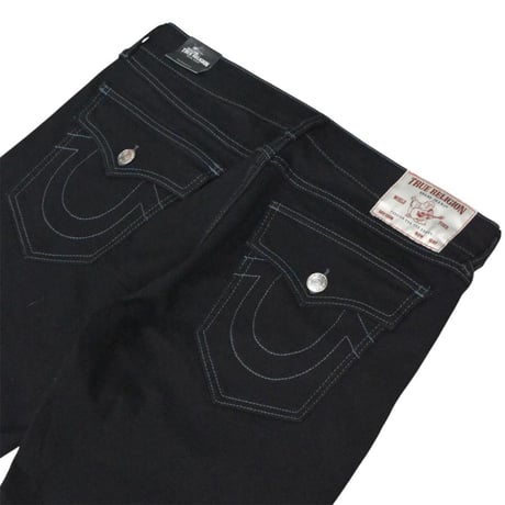 True Religion Ricky Flap Relaxed Straight Denim - Black / Grey Stitch