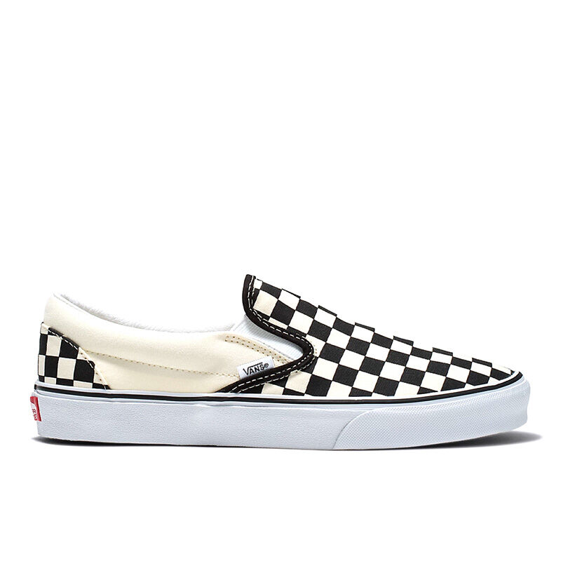 Vans classic checkerboard top slip-ons in black