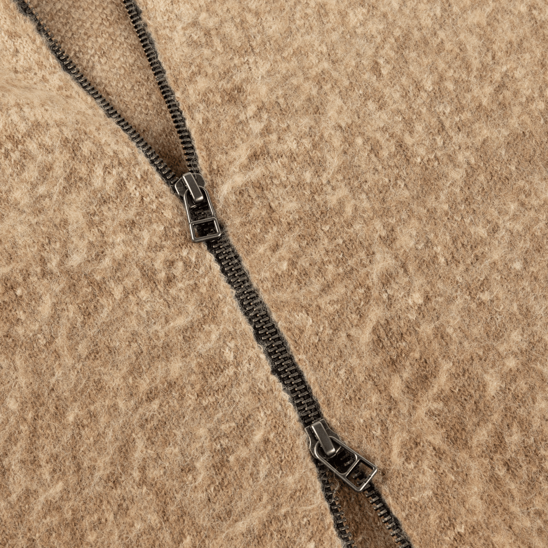 Dime Mohair Double Zip Knit - Camel | RULEZ
