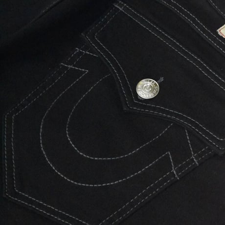 True Religion Ricky Flap Relaxed Straight Denim - Black / Grey Stitch