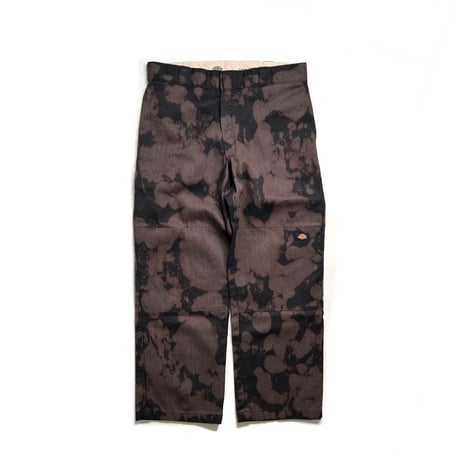 RULEZ Custom Dickies Brush Bleach Double Knee Work Pants - Brown/Black