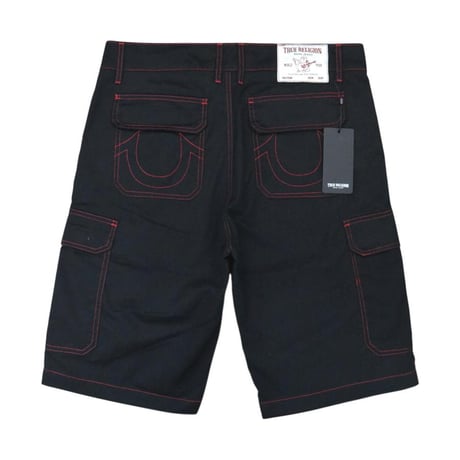 True Religion Cargo Shorts - Jet BlackｘRed