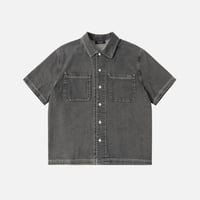 Dime Stonewash Button Up - Black Washed