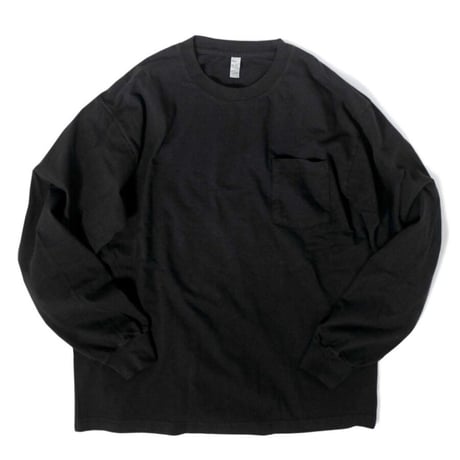 Los Angeles Apparel 6.5oz Garment Dye Long Sleeve Pocket Tee - Black