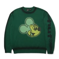 HUFｘDisney Mickey Spray Crewneck Sweater - Forest Green