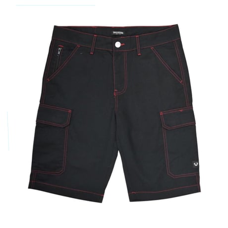 True Religion Cargo Shorts - Jet BlackｘRed