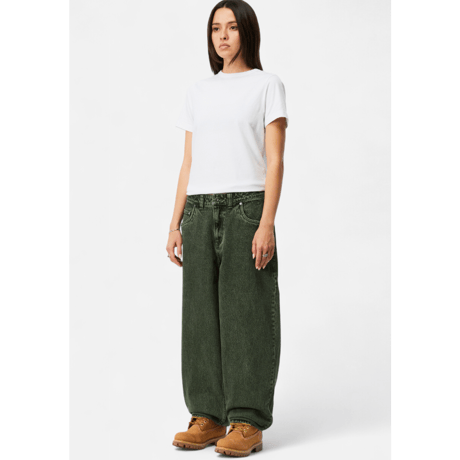 Dime Baggy Denim Pants - Overdyed Green